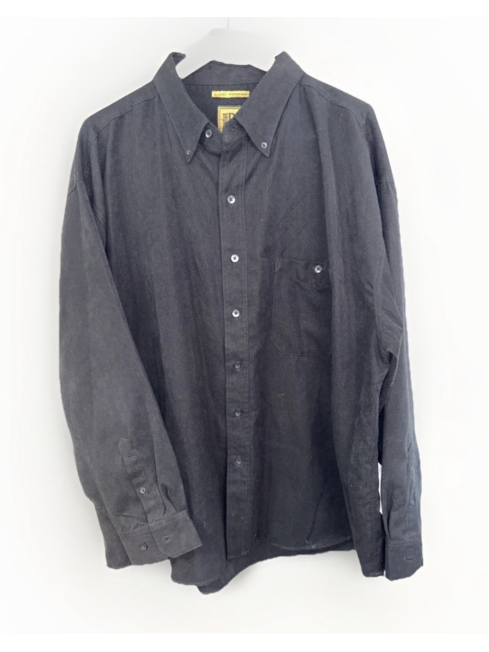 Bruno Mens Suede Microfiber Button Up Shirt 3XL Black Long Sleeve
